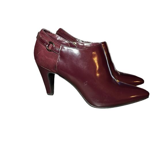 Bandolino Ankle Booties Heeled Burgandy Bocambria Side Zip size 8 1/2 - Picture 1 of 10